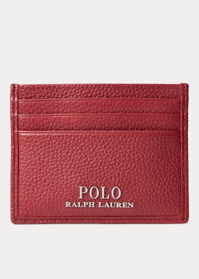 Porta Tarjetas Polo Ralph Lauren Hombre Vino - Pebbled Leather - LCFVJ2387